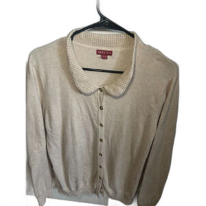 Merona XXL Cream Button Front Cardigan Sweater Studded Peter Pan Collar Classic